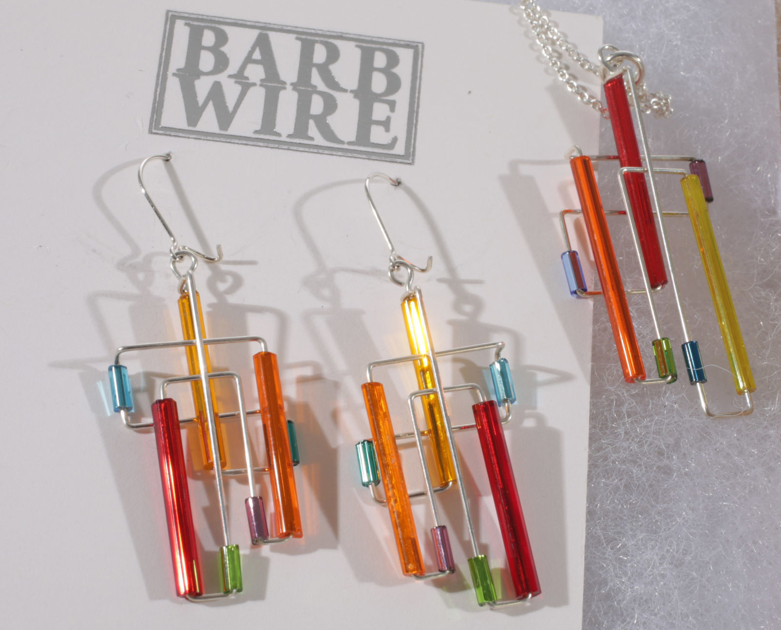 Barb Wire earrings and necklace